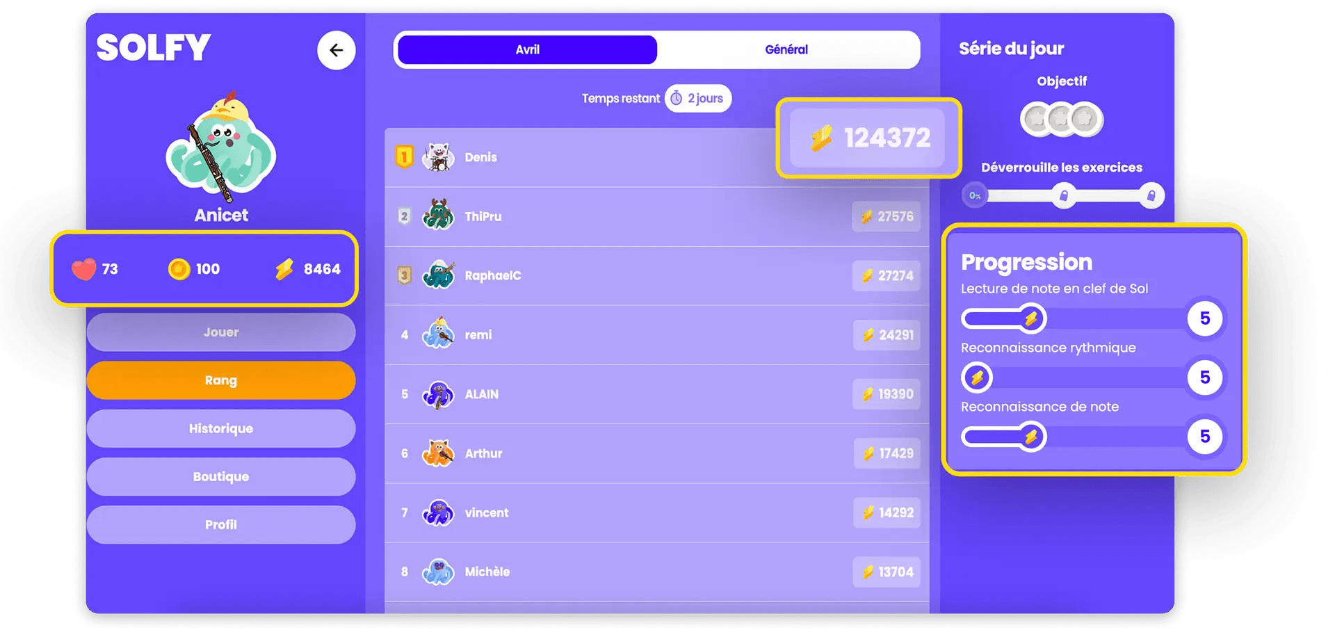 Capture de l'environnement ludique Solfy